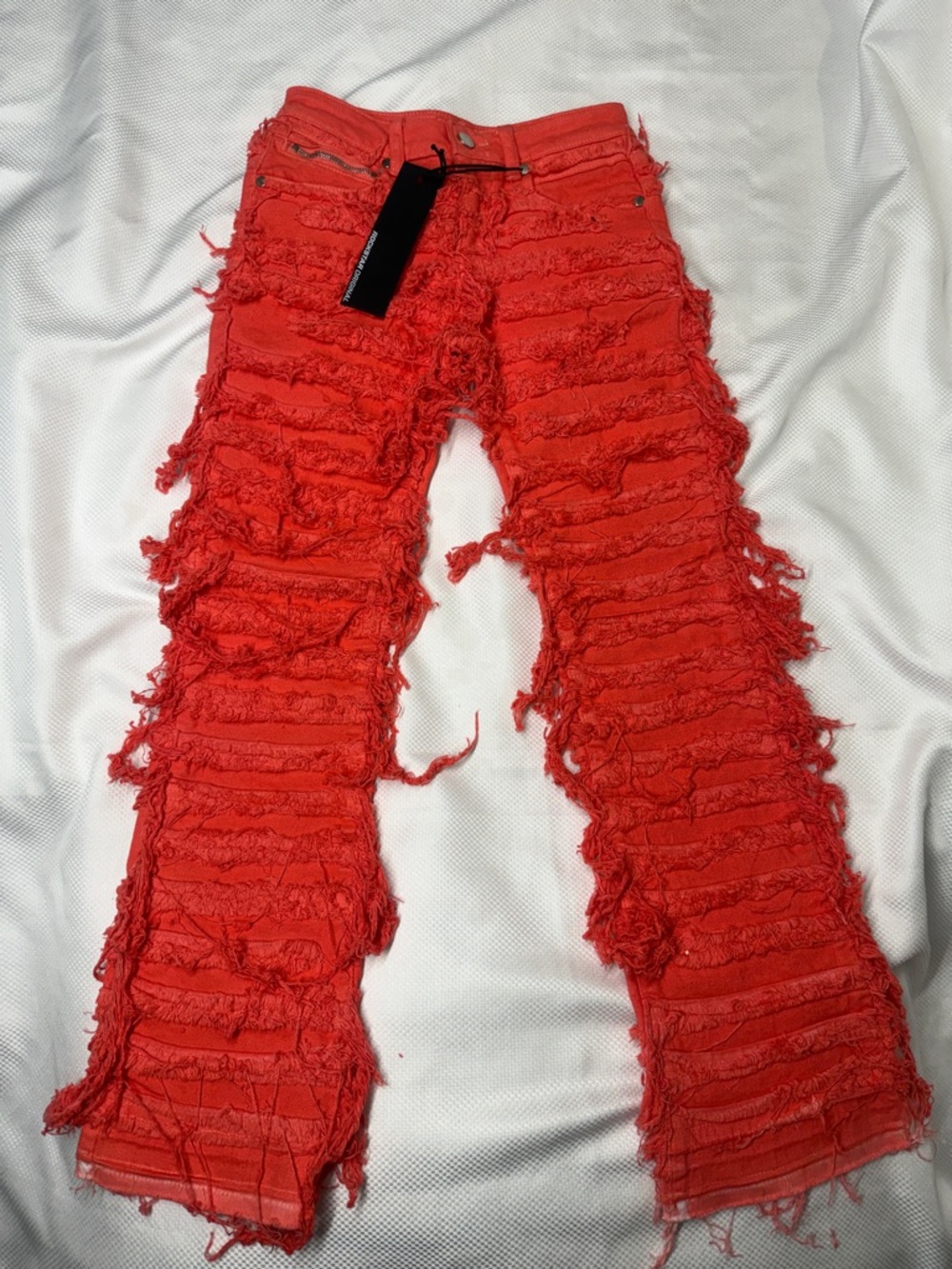 Distressed Girls Bliss Coral Fringe Flare Jeans - Size 8